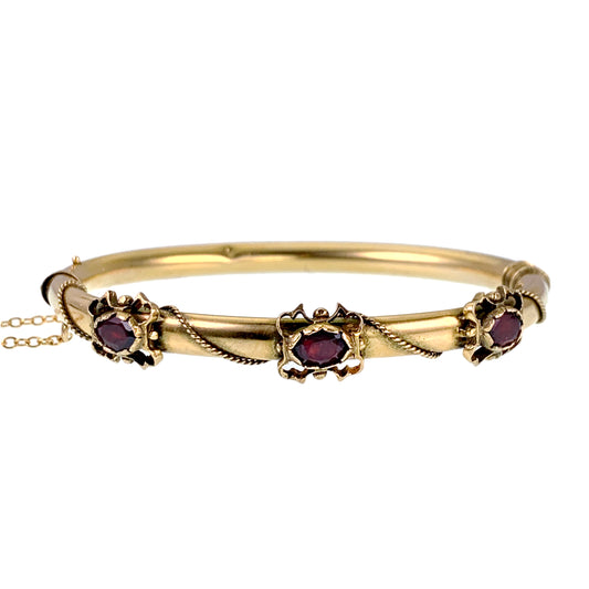 SOLD  Antique 14K & Garnet Bangle Bracelet