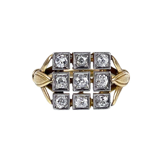 Antique Victorian 18K, Platinum & Diamond Plaque Ring