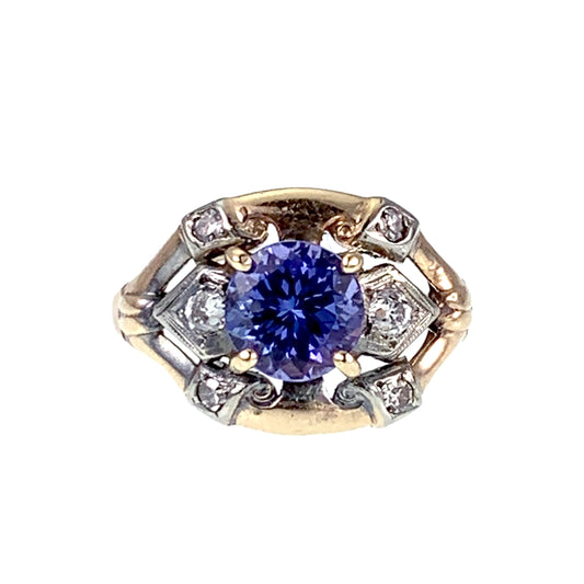 SOLD Vintage 14K, Diamond & Tanzanite Ring