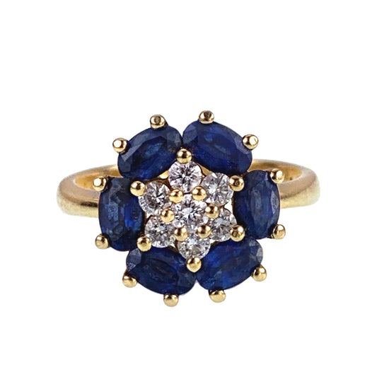 Vintage Candame 18K, Diamond & Sapphire Ring