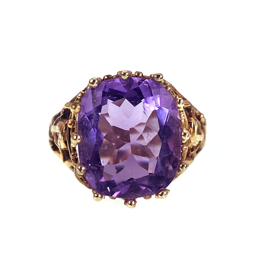 SOLD Antique 14K, 18K Amethyst Egyptian Revival Conversion Ring