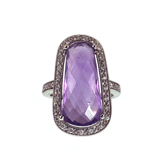 18K Amethyst & Diamond Ring