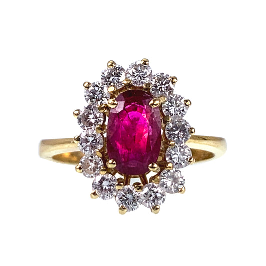 SOLD Estate 18K, Ruby & Diamond Ring