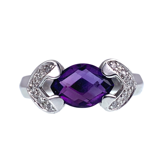 Estate 14K, Diamond & Amethyst Ring