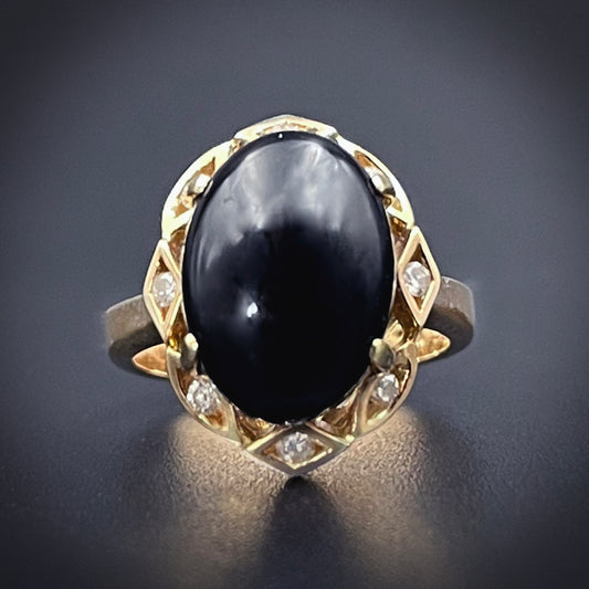 SOLD Estate 14K, Diamond & Onyx Ring K