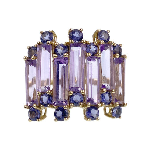 Modern 10K, Purple Topaz & Tanzanite Ring