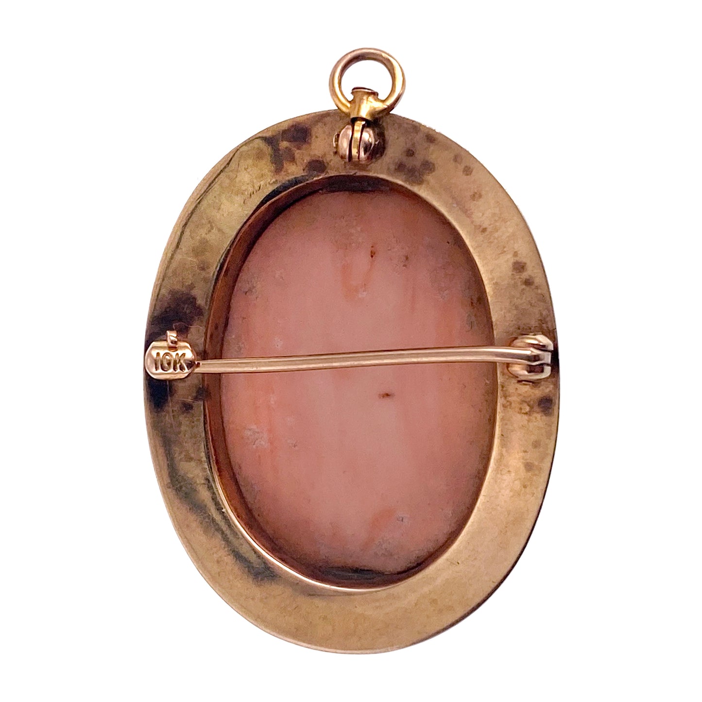 GOLD SHELL CORAL HEART CAMEO OVAL ( PENDANT orders & BROOCH )