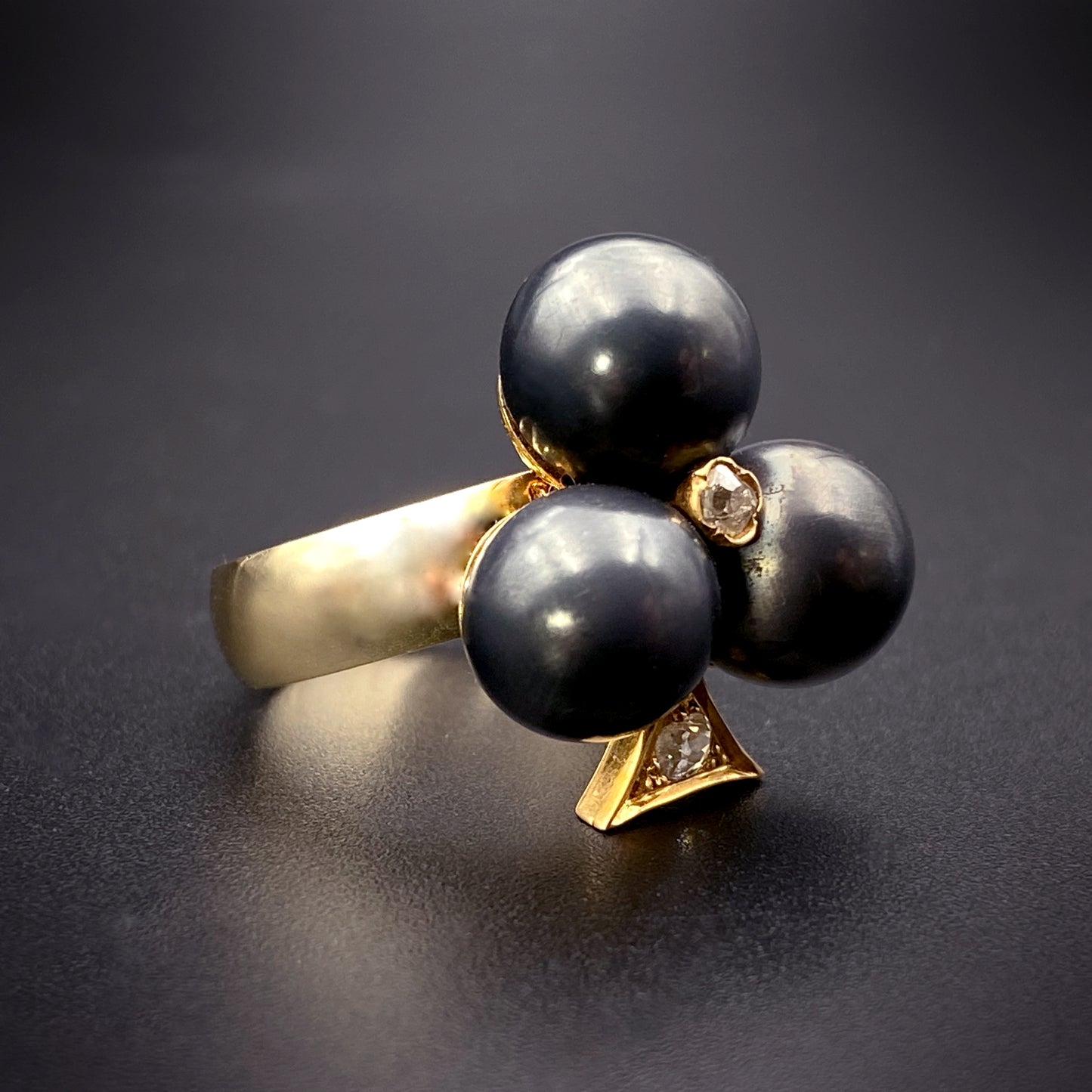 SOLD Antique French 18K, Black Pearl & Diamond Conversion Ring K