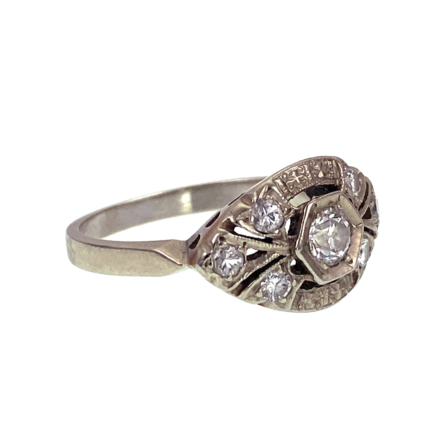 SOLD Art Deco 14K White Gold & Diamond Ring