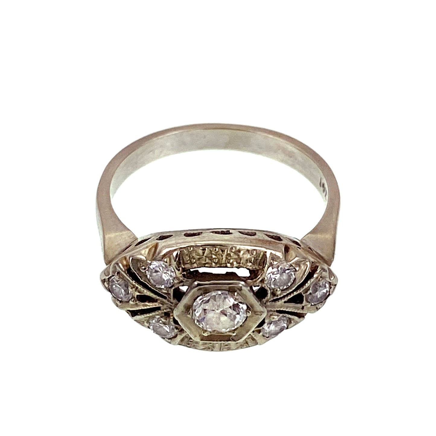 SOLD Art Deco 14K White Gold & Diamond Ring