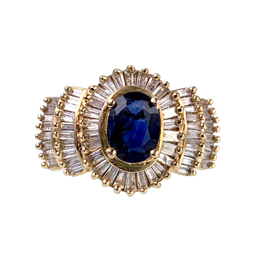 SOLD Estate 14K, Sapphire & Diamond Cocktail Ring