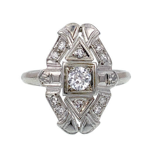 SOLD Art Deco 18K & Diamond Ring