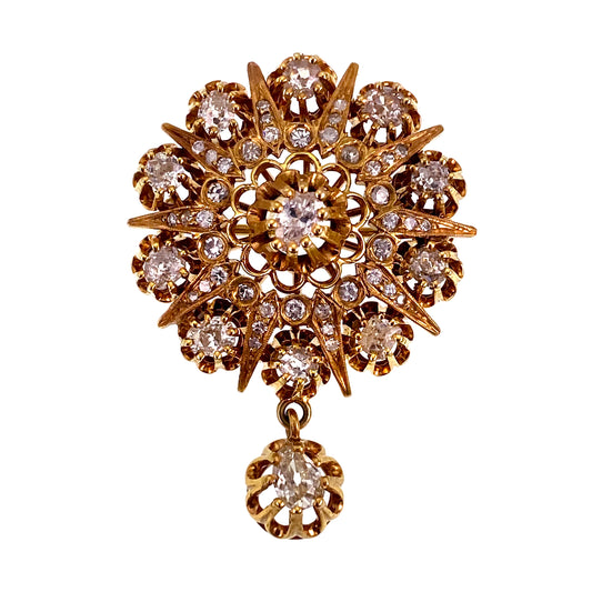 Antique 14K & Diamond Brooch