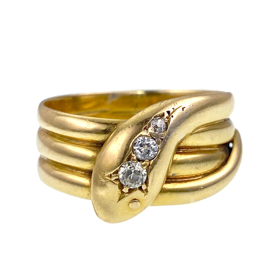 Sold  Antique 18K & Diamond Snake Ring