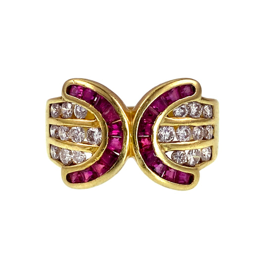 SOLD Retro 18K, Diamond & Ruby Ring
