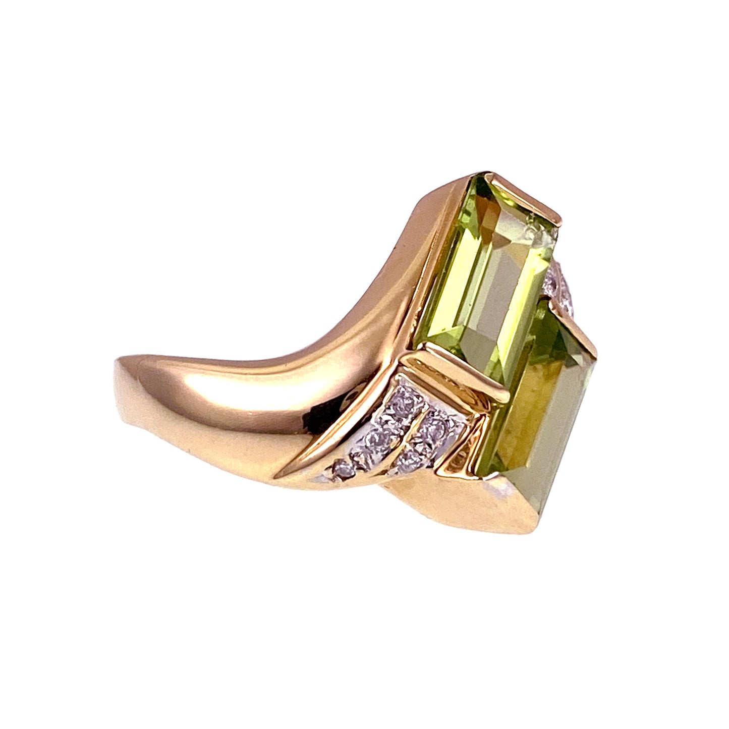Estate 14K, Peridot & Diamond  Ring