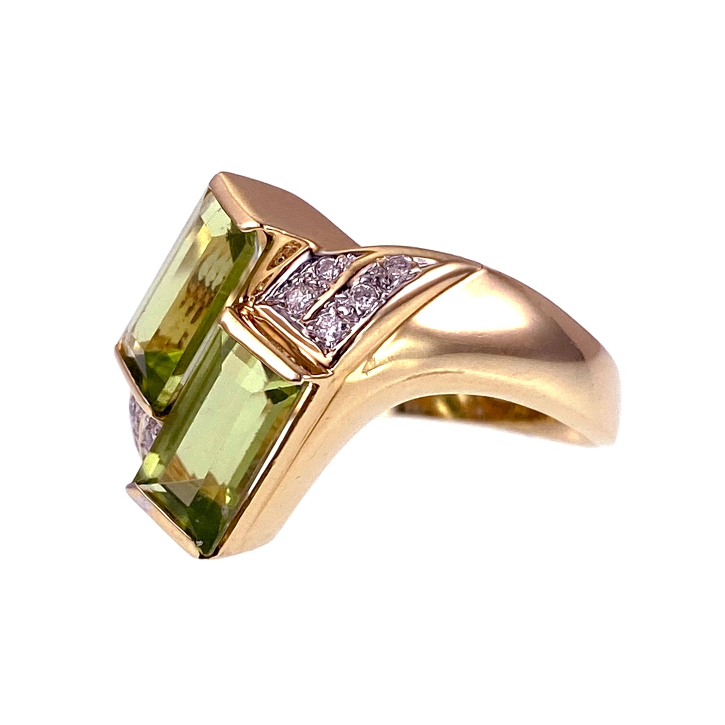 Estate 14K, Peridot & Diamond  Ring