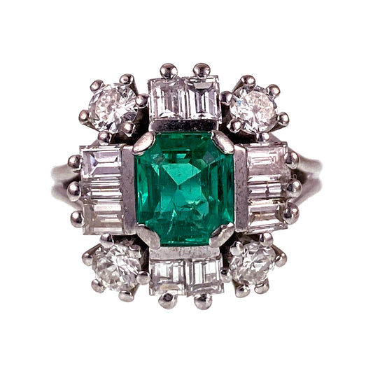 SOLD Outstanding Chunky 18K, Emerald & Diamond Ring