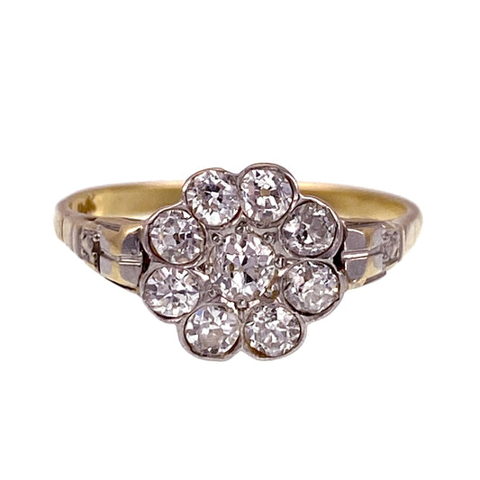 SOLD Deco Era 18K & Diamond Daisy Rosetta Ring