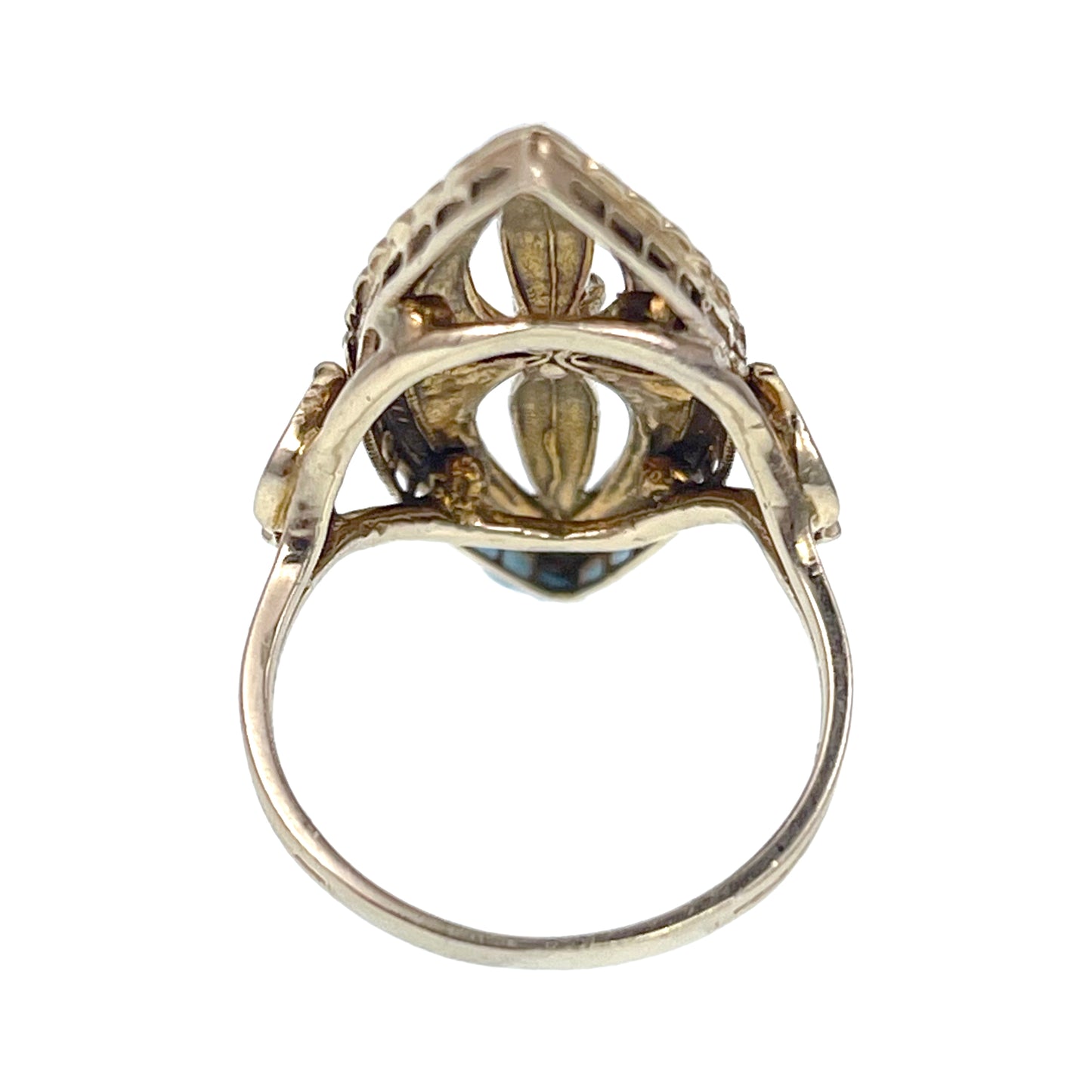 Victorian Revival 14K & Diamond Navette Ring