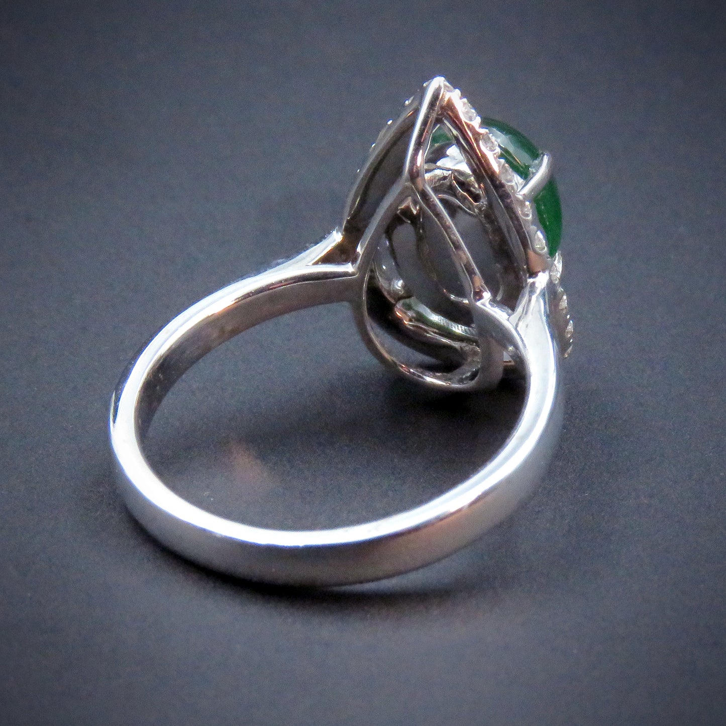 18K White Gold Diamond & Jade Ring