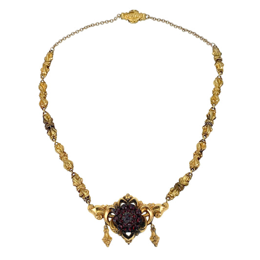 SOLD Antique Georgian Period 14K & Garnet Necklace