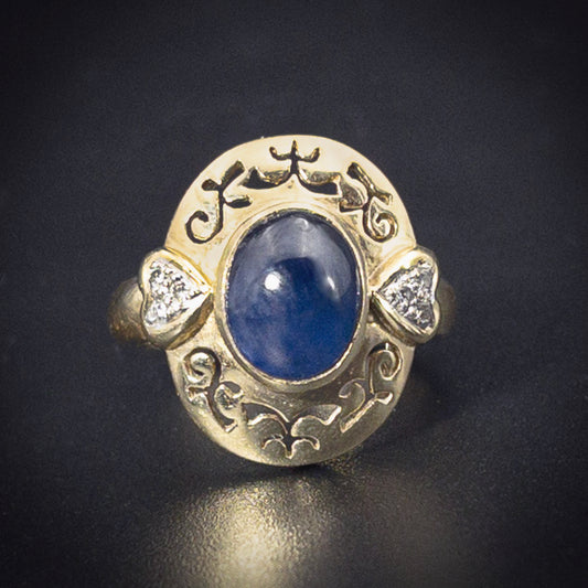 14K, Sapphire & Diamond Ring
