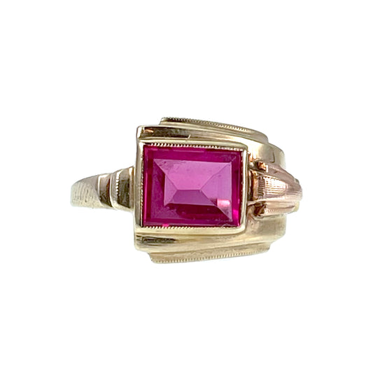 SOLD Vintage Retro 14K & Rubellite Tourmaline Ring