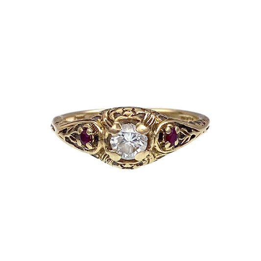SOLD Antique 14K, Diamond & Ruby Ring