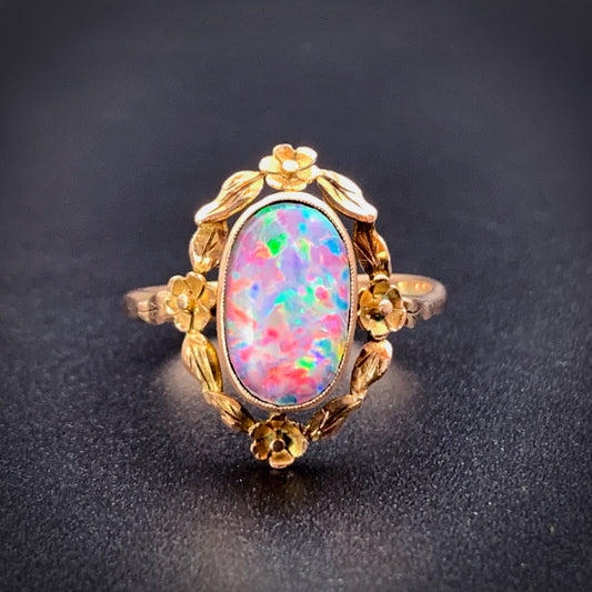 SOLD Vintage 10K & Opal Doublet Ring