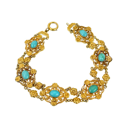 SOLD  Antique 14K & Turquoise Bracelet