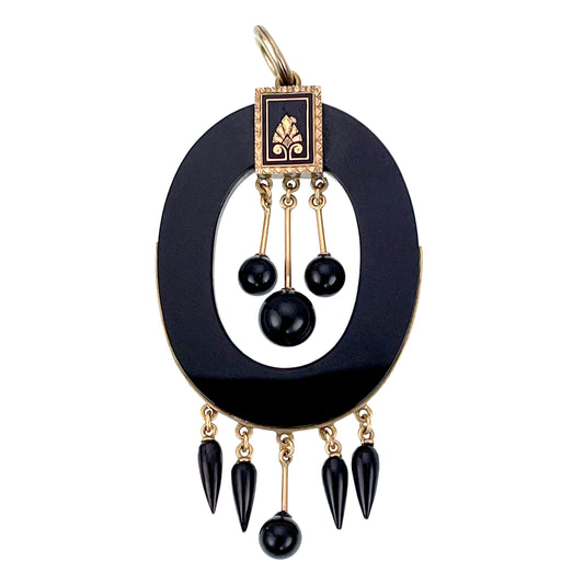 SOLD Antique Victorian 14K, Onyx & Enamel Mourning Pendant K